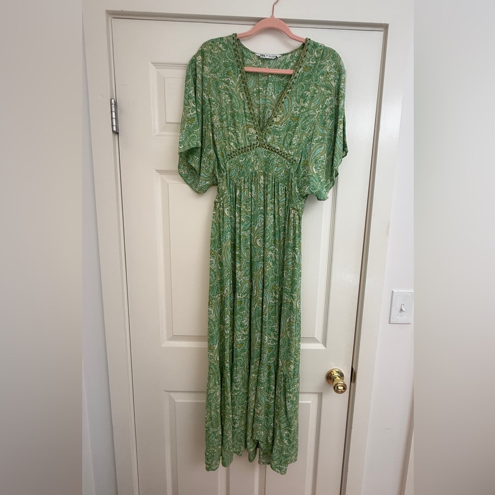 Zara Green Paisley Maxi Dress